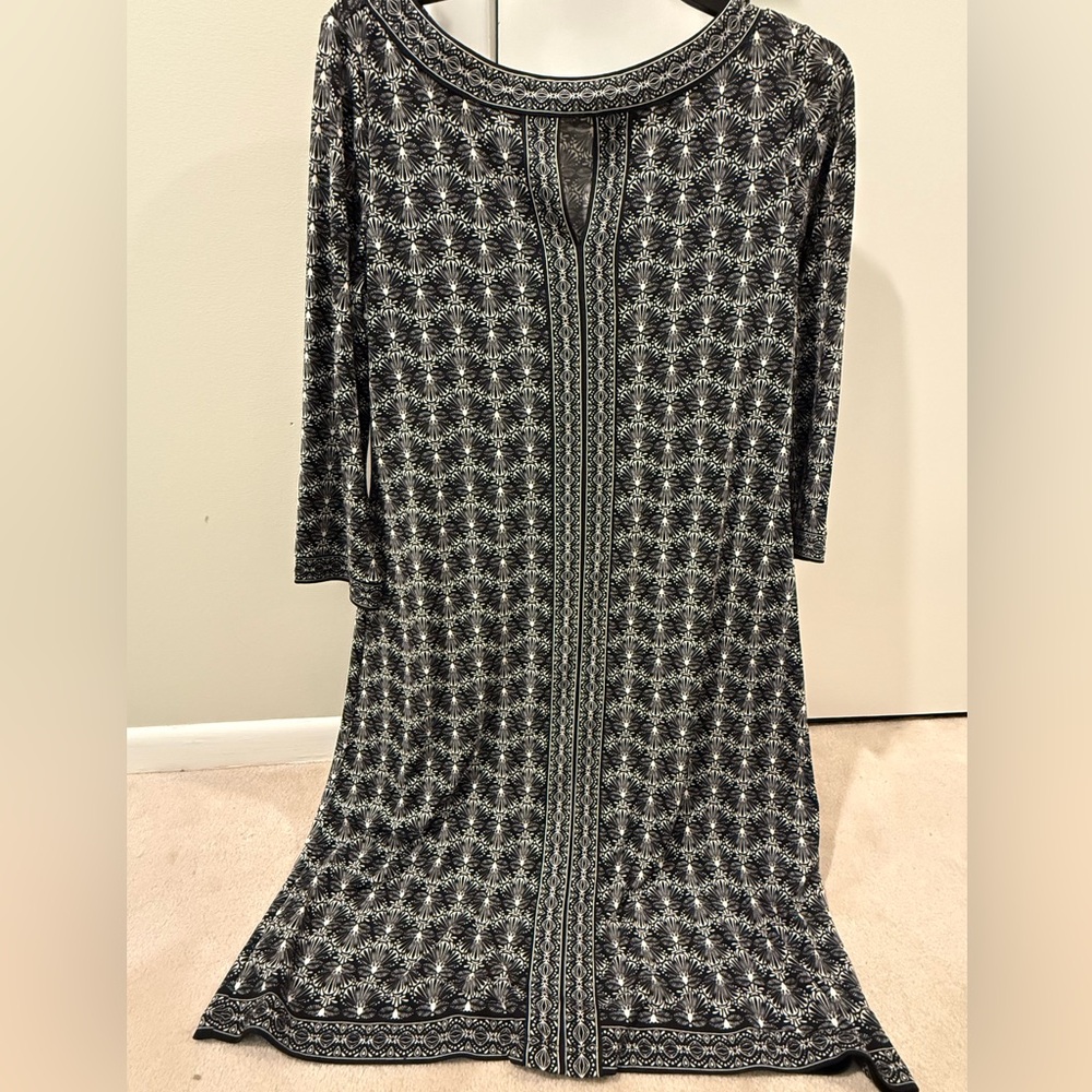 Chic Black and White Patterned Women's Dress